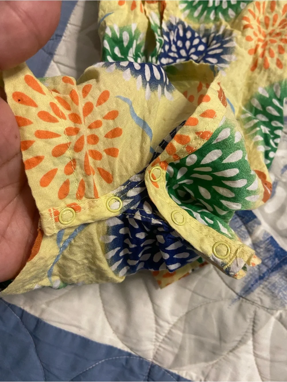 T41a- HOT BISCUITS Yellow Floral MikiHouse KIMONO Shorts Wrap Romper